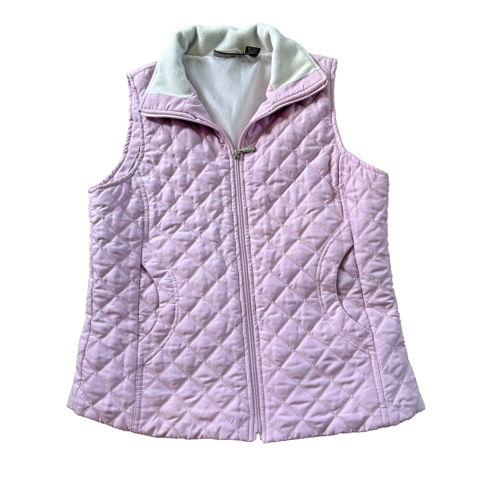 Jane Ashley Women's Medium Light Pink Vest Full Zip Two Pockets